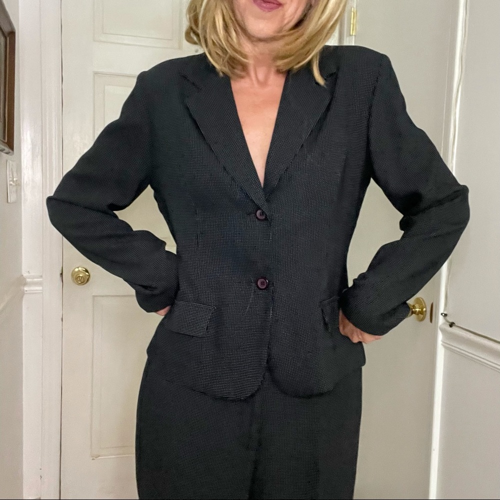 Vintage 80s black Pinstripe Suit Pants & Jacket by Michele